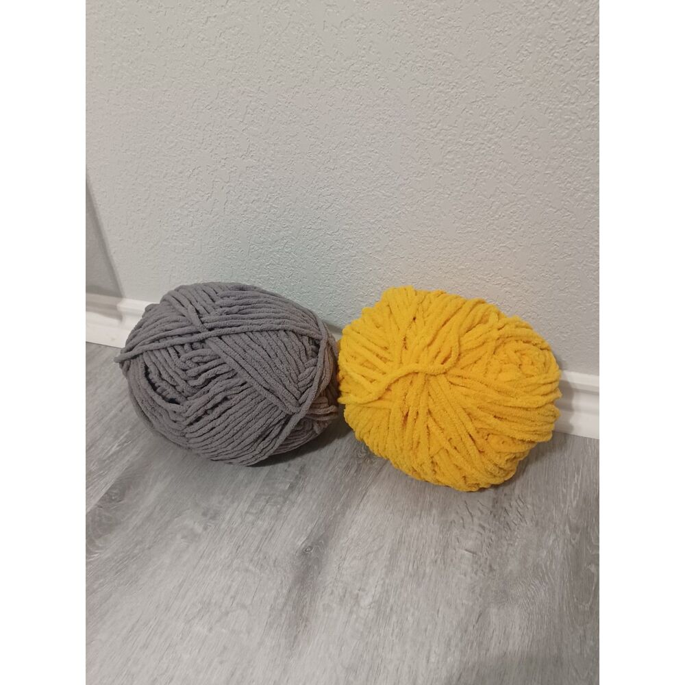 Set of Two BERNAT BLANKET Yarn Skeins, Gray & Gold